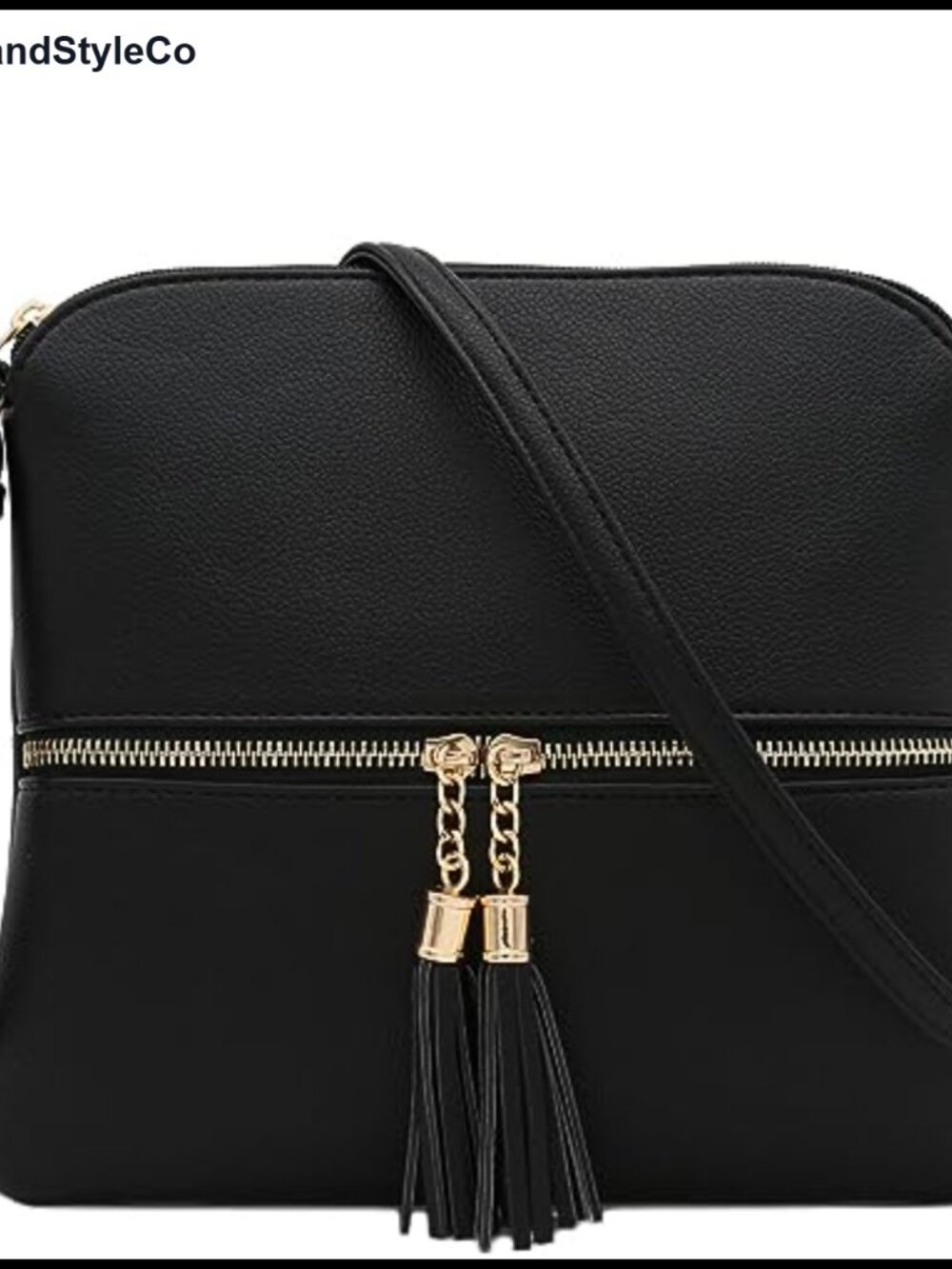 Faux Leather Crossbody Bag with Tassel Adjustable Strap
